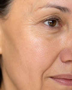 Piel madura con líneas naturales, textura real y luminosidad saludable